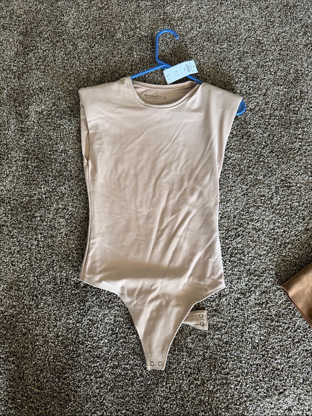 Abercrombie & Fitch Tan Sleeveless shoulder pad Bodysuit
